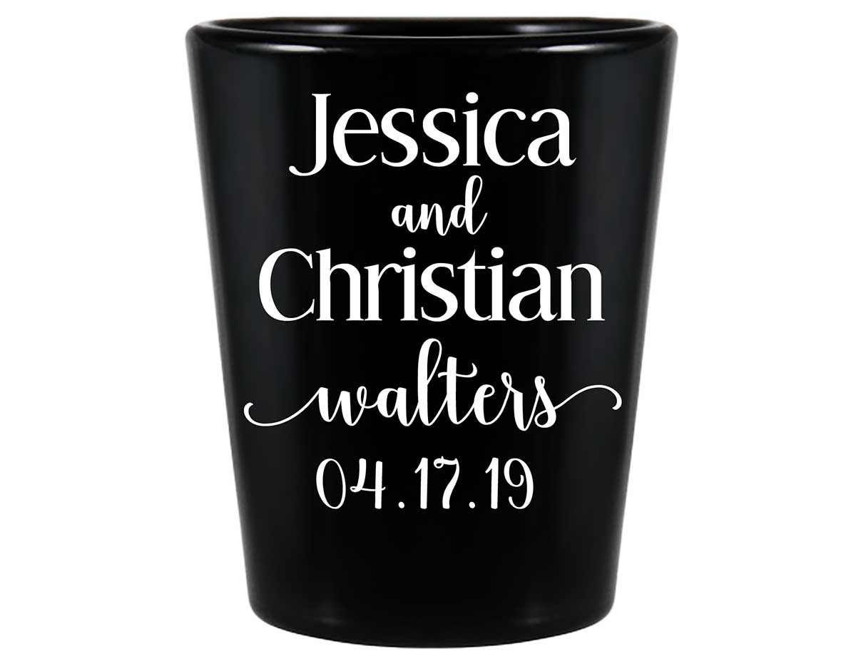 Classic Wedding Design 1A Standard 1.5oz Black Shot Glasses Personalized Wedding Gifts for Guests