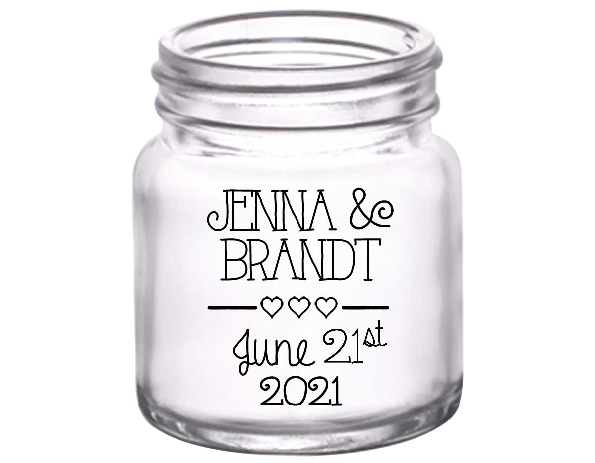 Classic Wedding Design 2A 2oz Mini Mason Shot Glasses Personalized Wedding Gifts for Guests