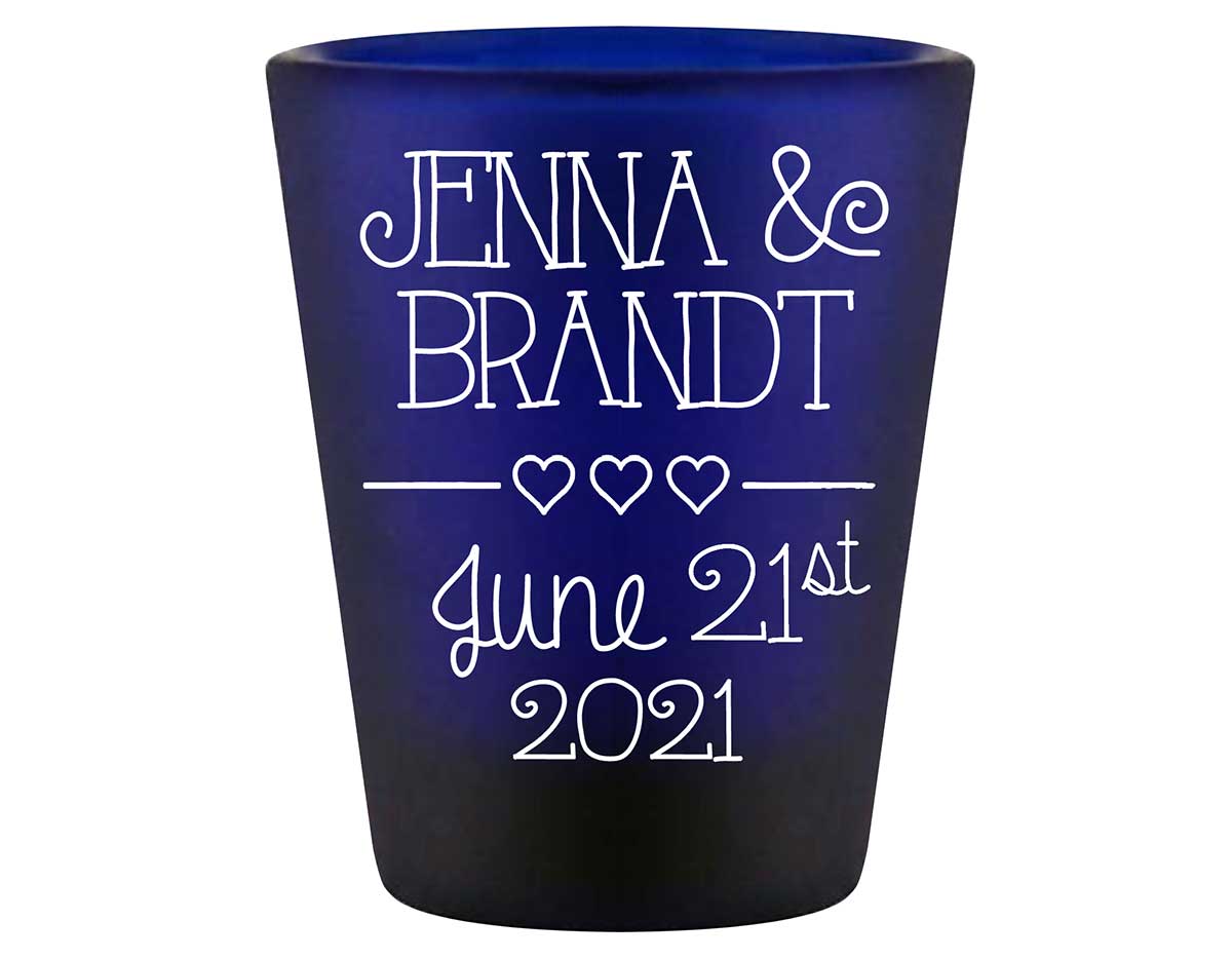 Classic Wedding Design 2A Standard 1.5oz Blue Shot Glasses Personalized Wedding Gifts for Guests