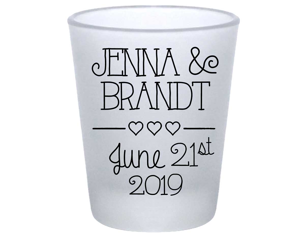 Classic Wedding Design 2A Standard 1.75oz Frosted Shot Glasses Personalized Wedding Gifts for Guests