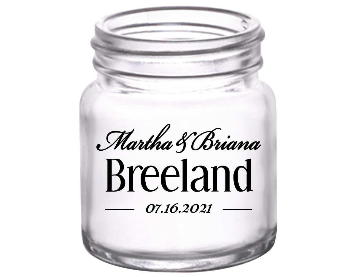 Classic Wedding Design 3A 2oz Mini Mason Shot Glasses Personalized Wedding Gifts for Guests