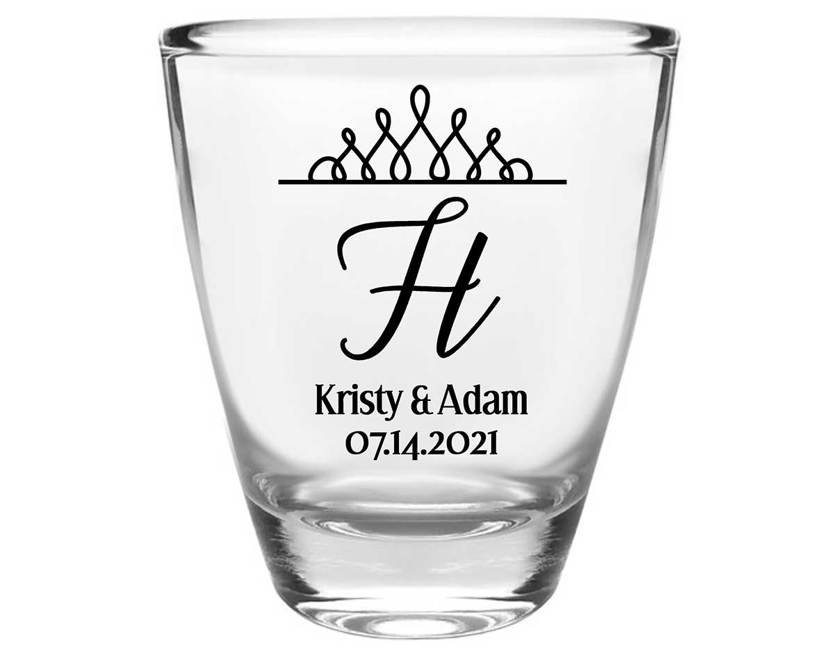 Classic Wedding Design 4A Clear 1oz Round Barrel Shot Glasses Personalized Wedding Gifts for Guests