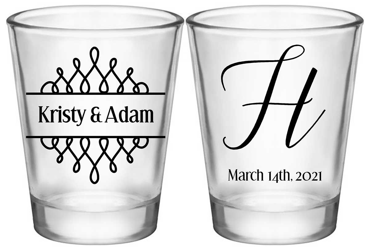 Classic Wedding Design 4A2 Standard 1.75oz Clear Shot Glasses Personalized Wedding Gifts for Guests
