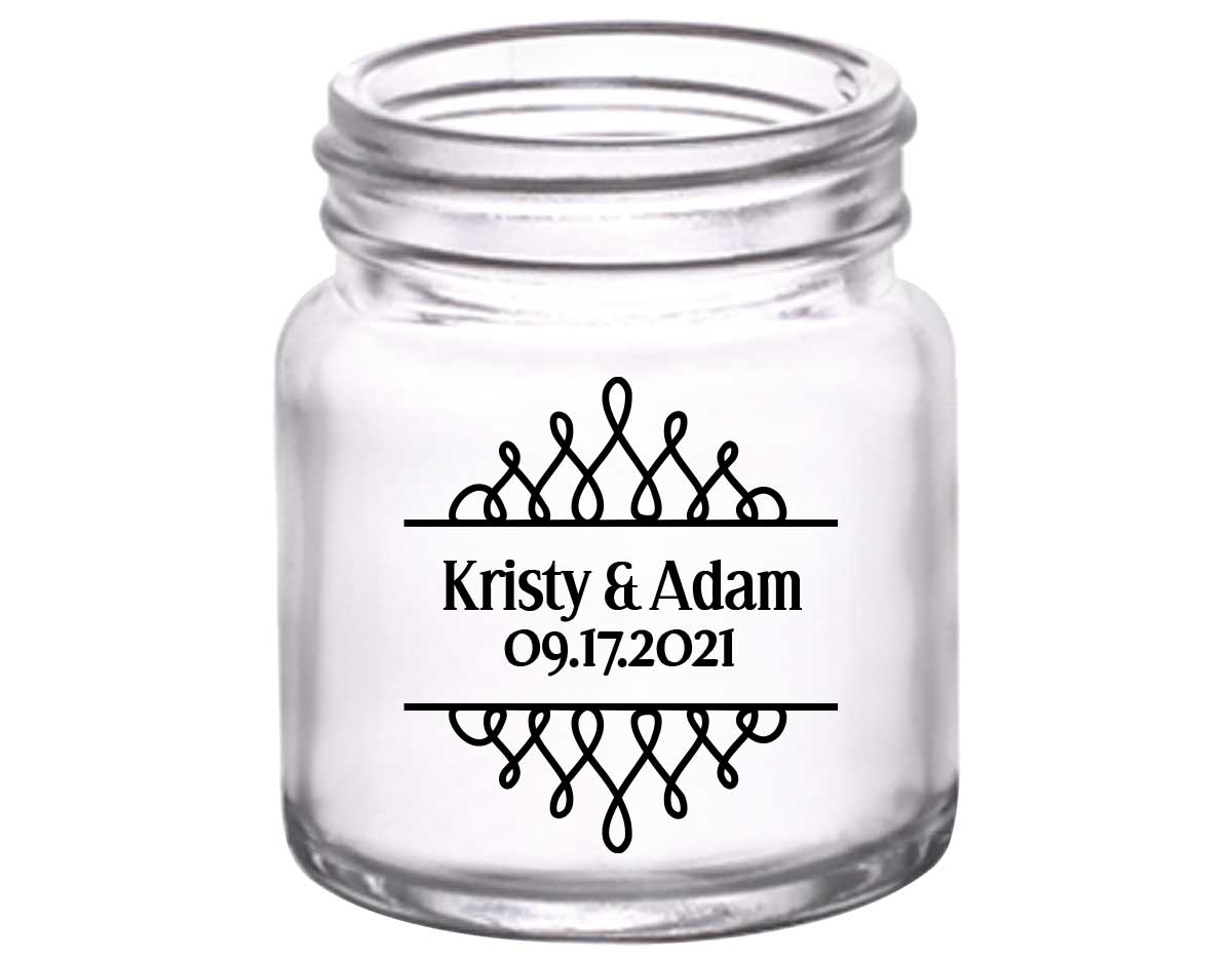 Classic Wedding Design 4B 2oz Mini Mason Shot Glasses Personalized Wedding Gifts for Guests