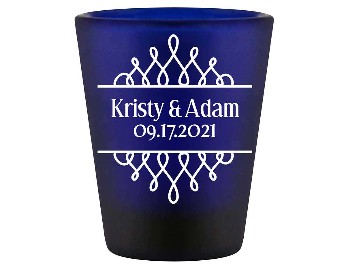 Classic Wedding Design 4B Standard 1.5oz Blue Shot Glasses Personalized Wedding Gifts for Guests