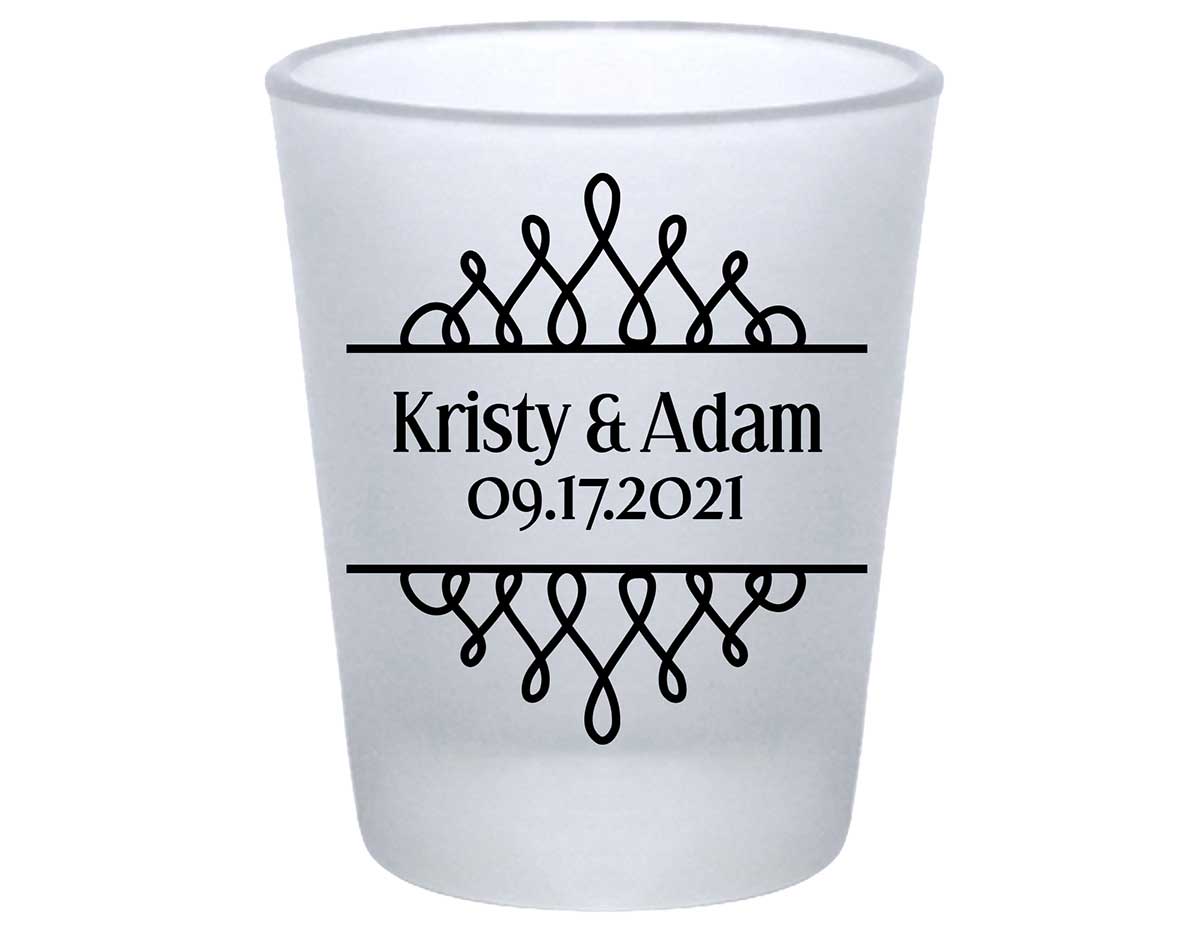 Classic Wedding Design 4B Standard 1.75oz Frosted Shot Glasses Personalized Wedding Gifts for Guests