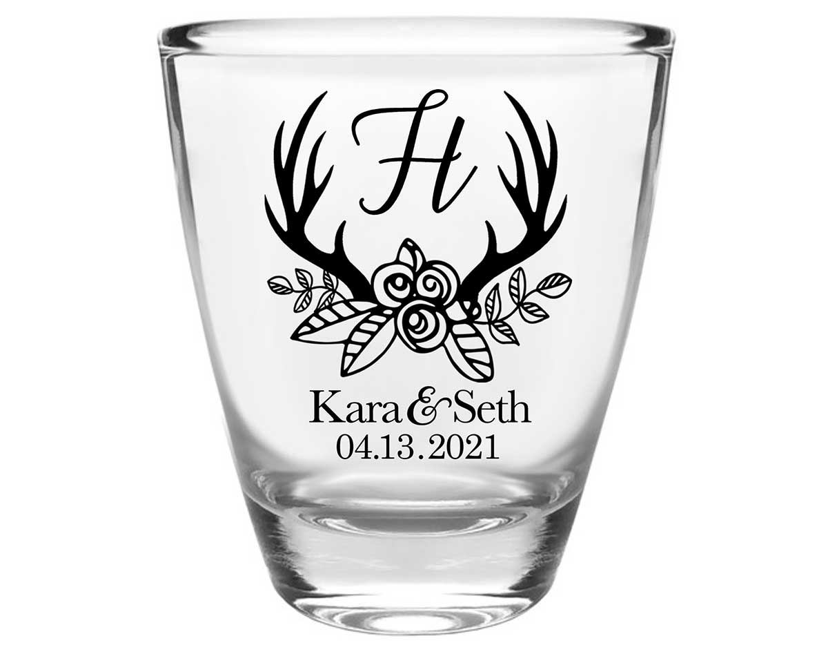 Classic Wedding Design 6B Clear 1oz Round Barrel Shot Glasses Personalized Wedding Gifts for Guests