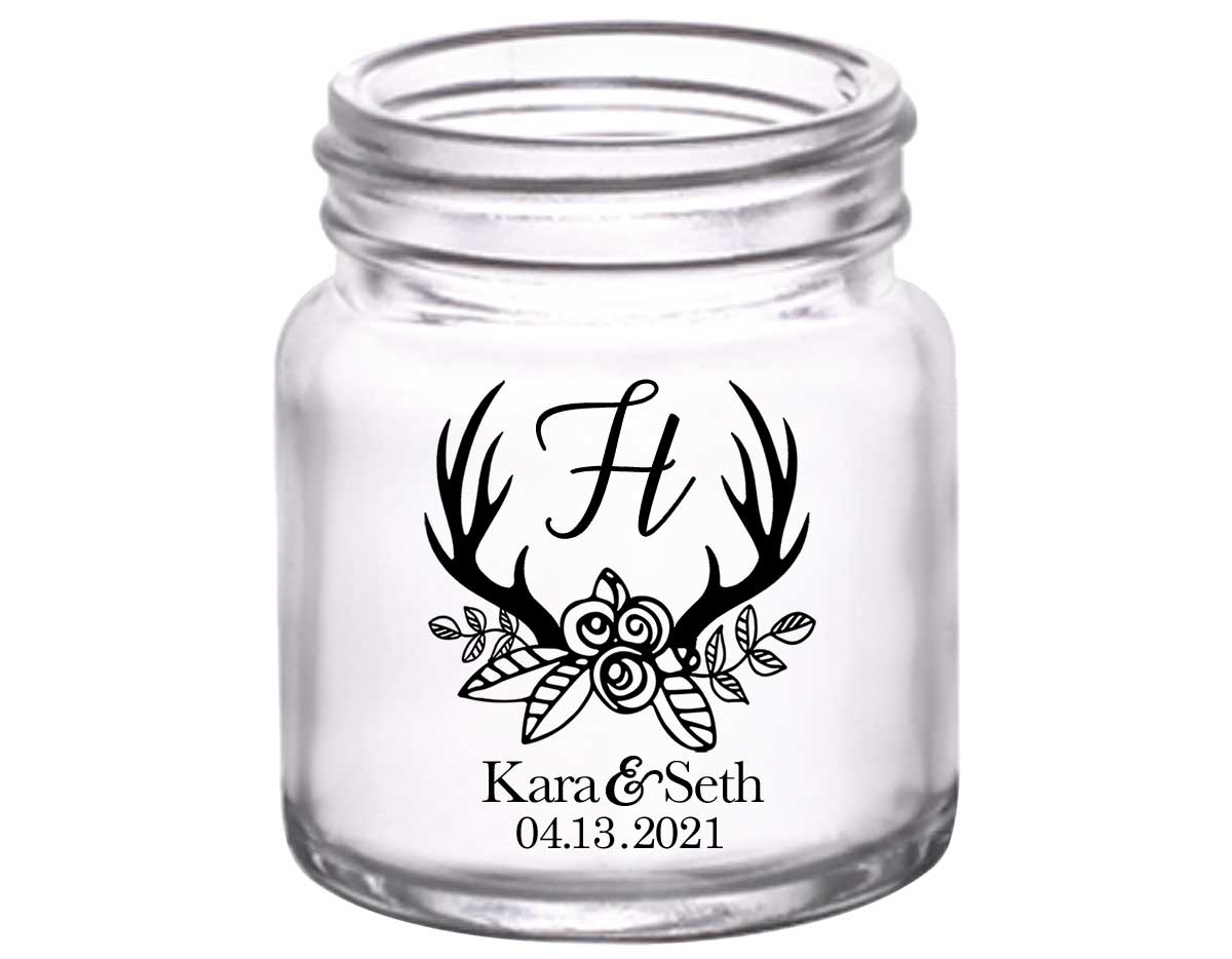 Classic Wedding Design 6B 2oz Mini Mason Shot Glasses Personalized Wedding Gifts for Guests