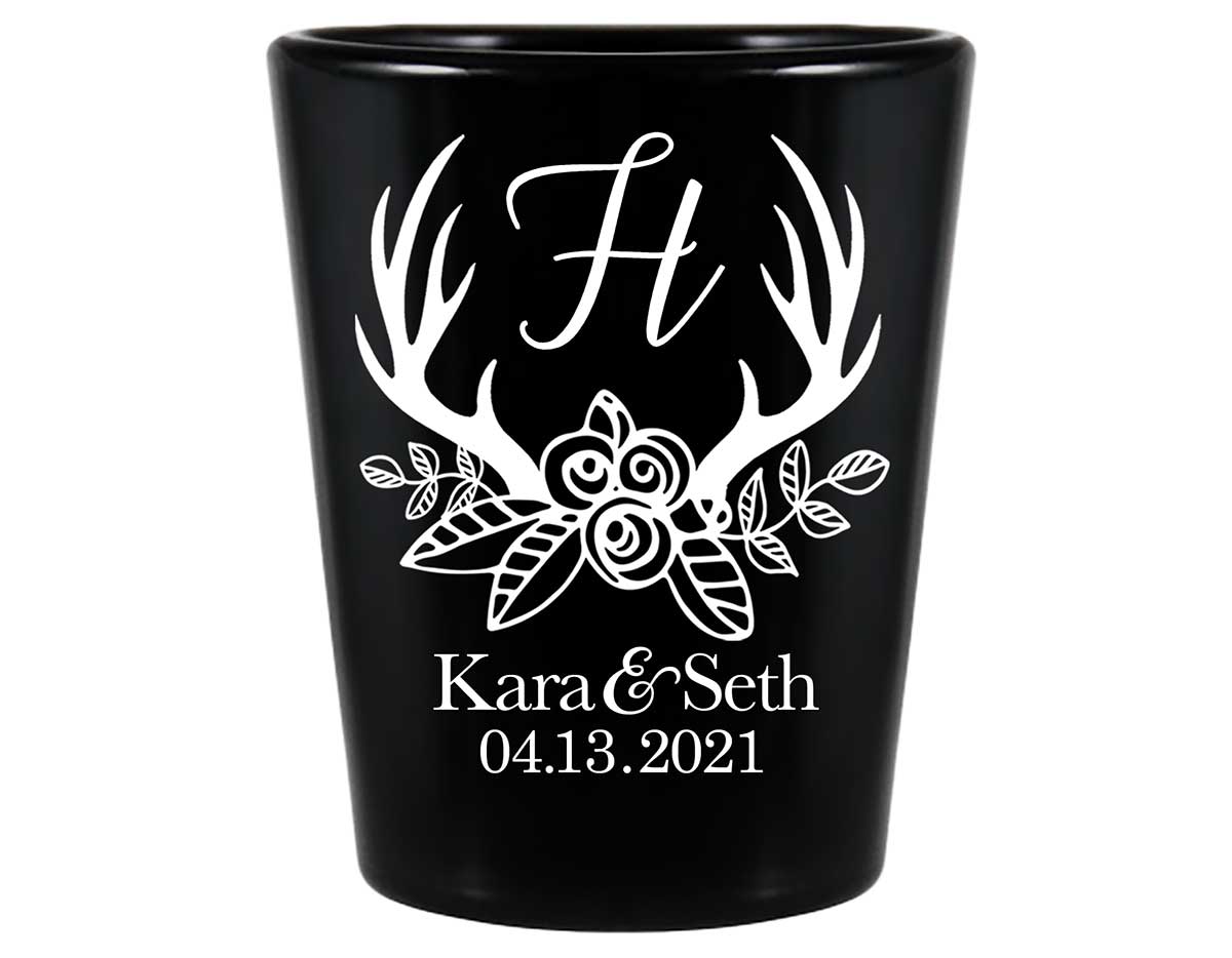 Classic Wedding Design 6B Standard 1.5oz Black Shot Glasses Personalized Wedding Gifts for Guests