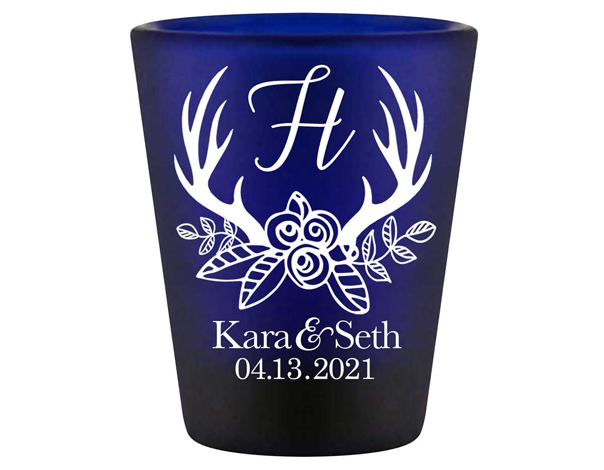Classic Wedding Design 6B Standard 1.5oz Blue Shot Glasses Personalized Wedding Gifts for Guests