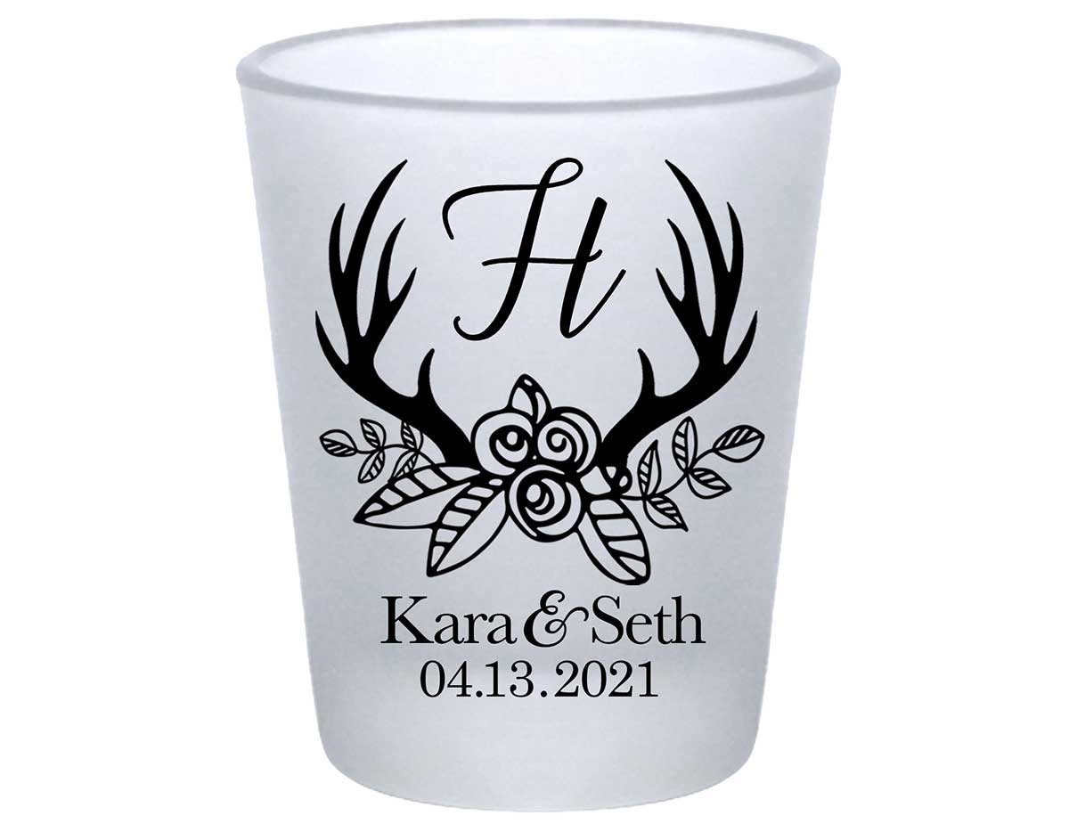 Classic Wedding Design 6B Standard 1.75oz Frosted Shot Glasses Personalized Wedding Gifts for Guests