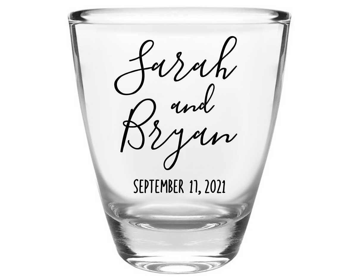 Classic Wedding Design 7A Clear 1oz Round Barrel Shot Glasses Personalized Wedding Gifts for Guests