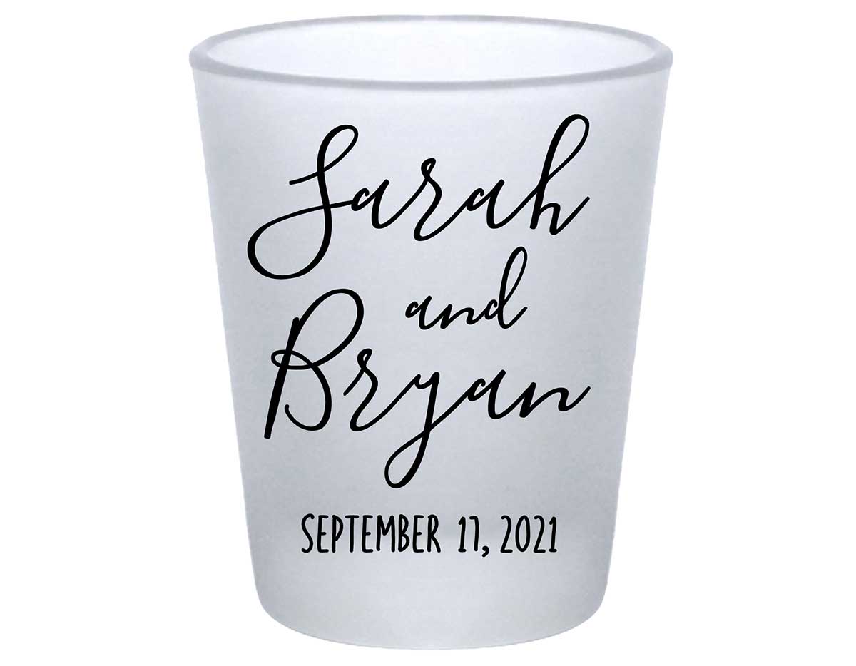 Classic Wedding Design 7A Standard 1.75oz Frosted Shot Glasses Personalized Wedding Gifts for Guests