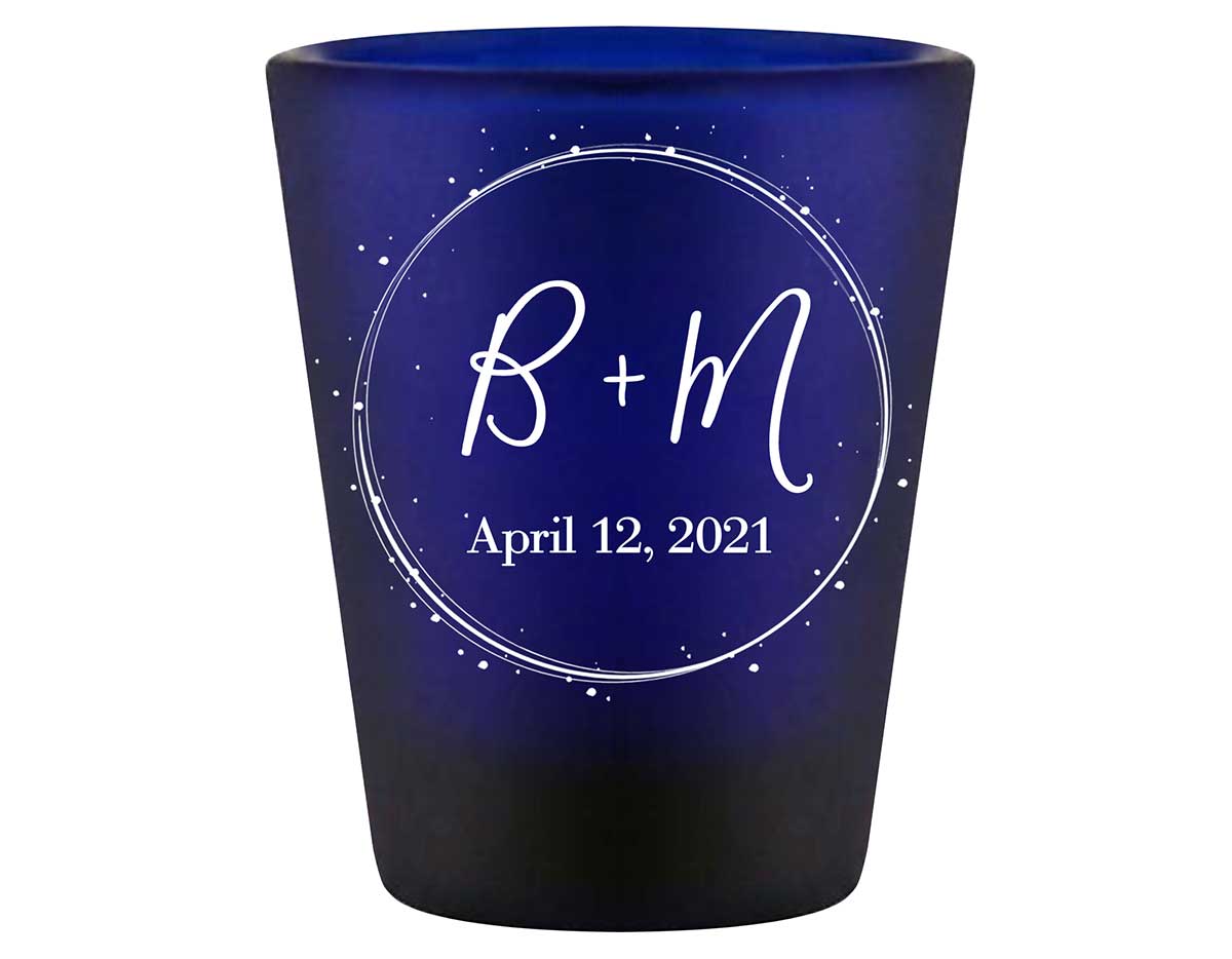 Classic Wedding Design 8A Standard 1.5oz Blue Shot Glasses Personalized Wedding Gifts for Guests