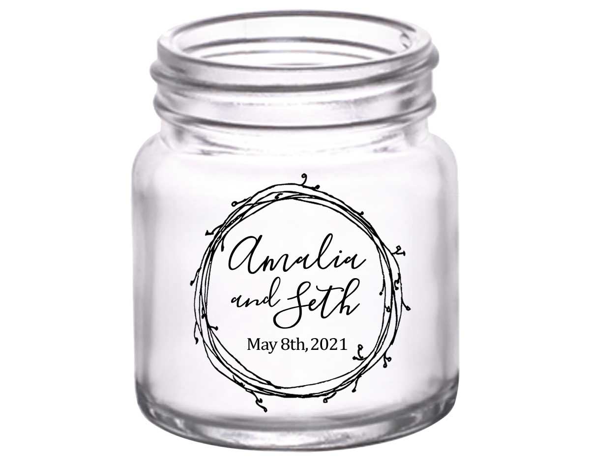 Classic Wedding Design 8B 2oz Mini Mason Shot Glasses Personalized Wedding Gifts for Guests
