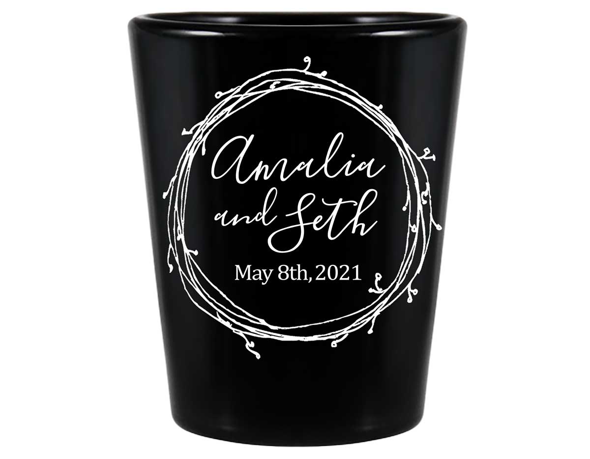Classic Wedding Design 8B Standard 1.5oz Black Shot Glasses Personalized Wedding Gifts for Guests