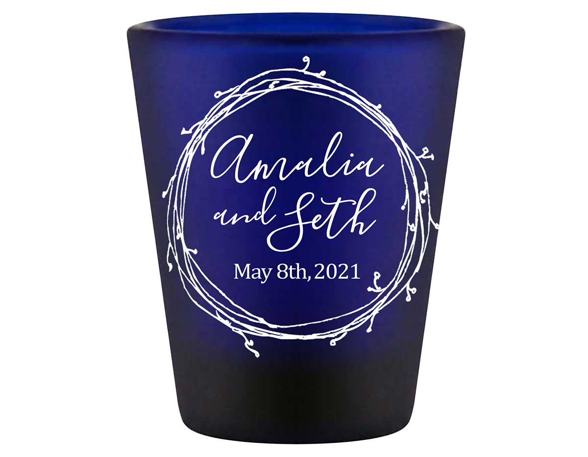 Classic Wedding Design 8B Standard 1.5oz Blue Shot Glasses Personalized Wedding Gifts for Guests
