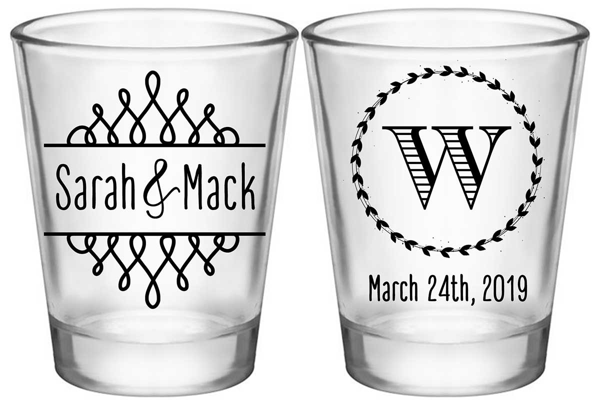 Classic Wedding Design 9A2 Standard 1.75oz Clear Shot Glasses Personalized Wedding Gifts for Guests