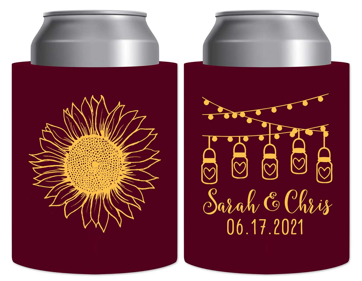 Country Sunflower 1C Mason Jars Thick Foam Can Koozies Rustic Wedding Gifts for Guests