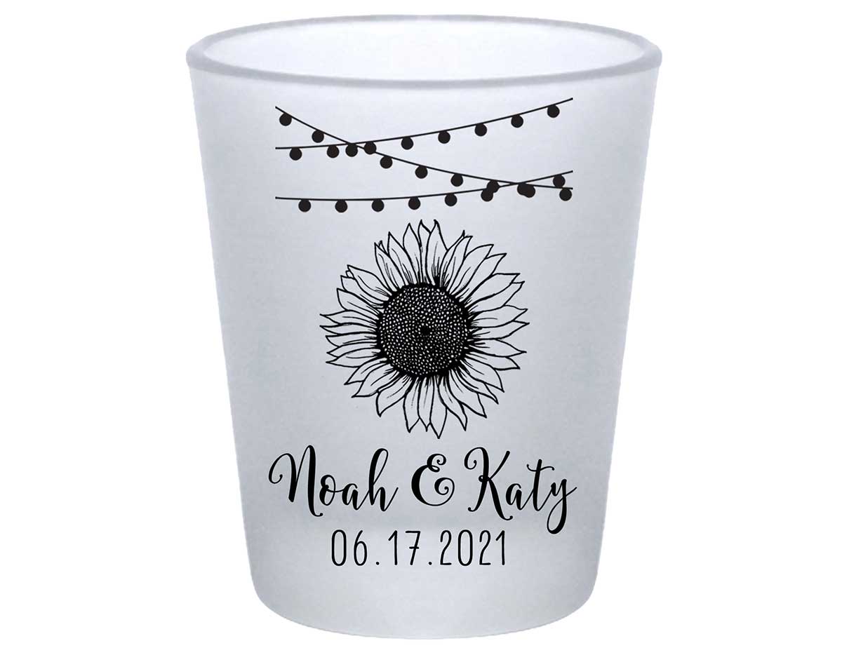 Country Sunflower 1C Hanging Lights Standard 1.75oz Frosted Shot Glasses Rustic Wedding Gifts for Guests