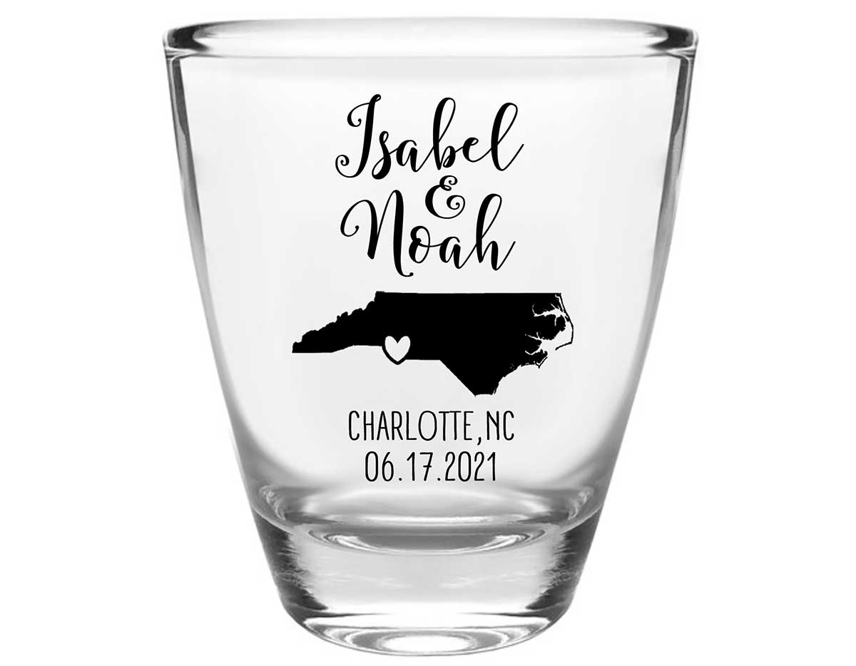 Custom Map 1A Clear 1oz Round Barrel Shot Glasses Destination Wedding Gifts for Guests
