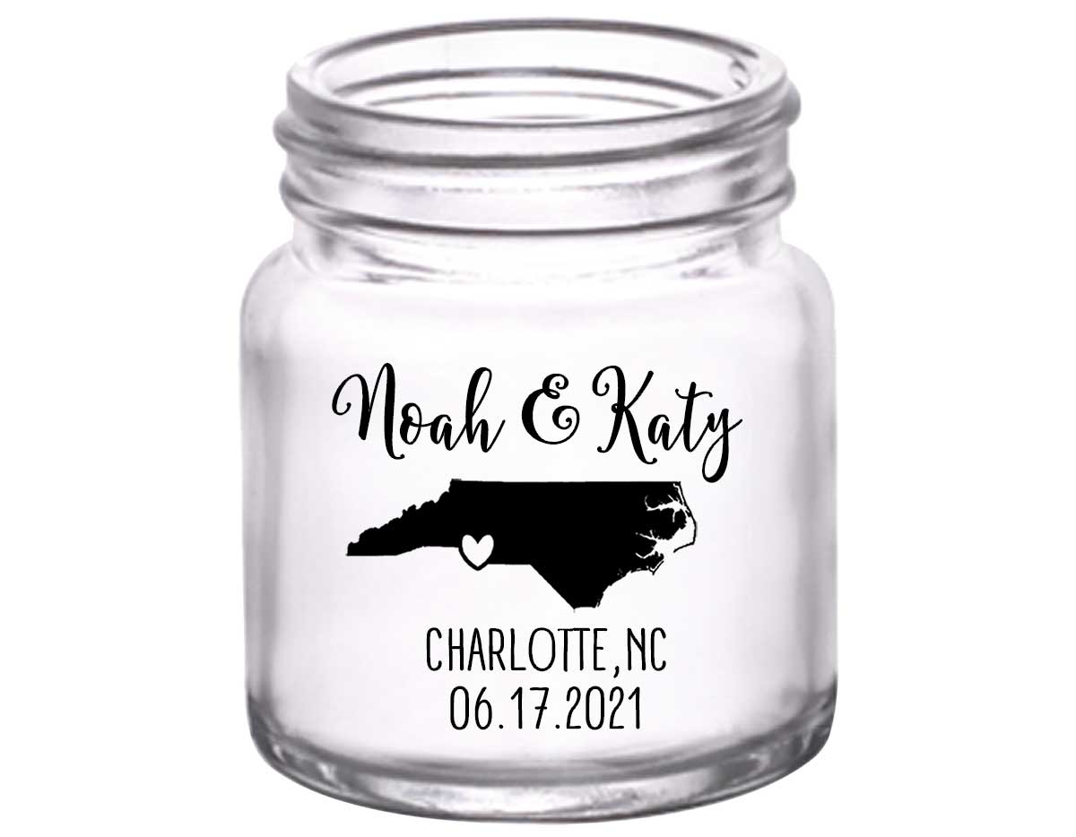 Custom Map 1A 2oz Mini Mason Shot Glasses Destination Wedding Gifts for Guests