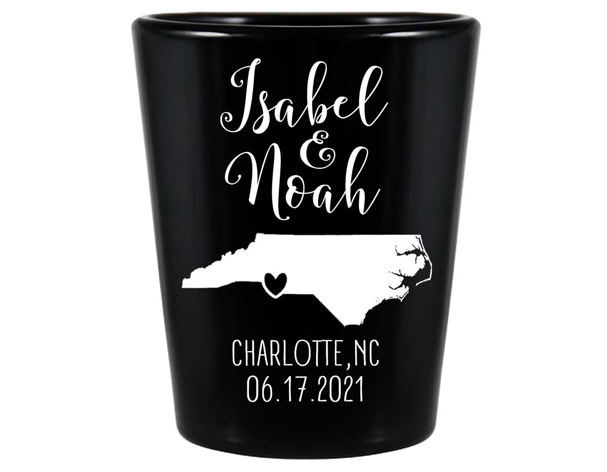 Custom Map 1A Standard 1.5oz Black Shot Glasses Destination Wedding Gifts for Guests