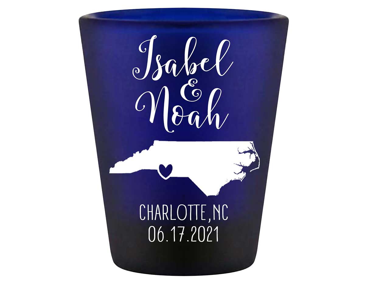 Custom Map 1A Standard 1.5oz Blue Shot Glasses Destination Wedding Gifts for Guests