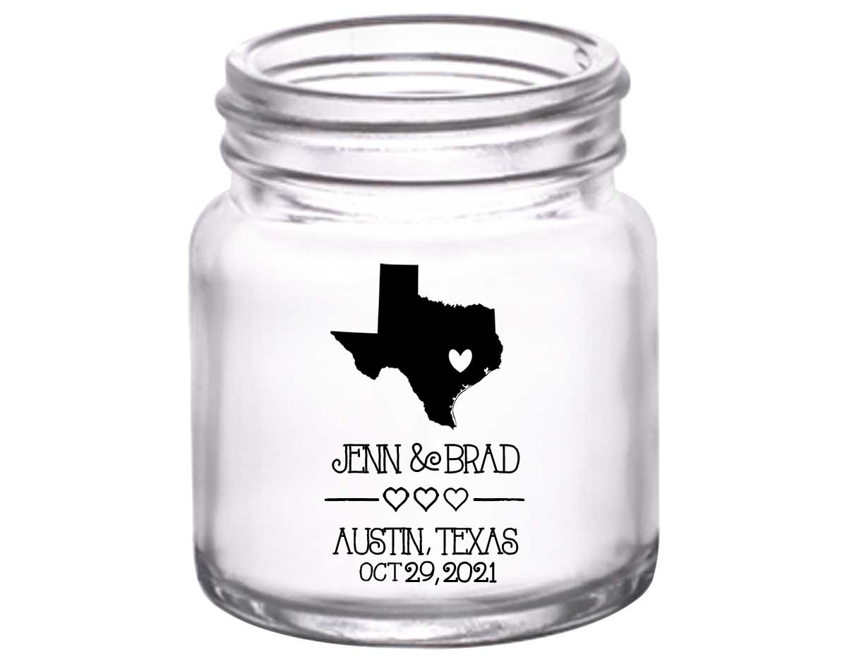 Custom Map 2A 2oz Mini Mason Shot Glasses Destination Wedding Gifts for Guests