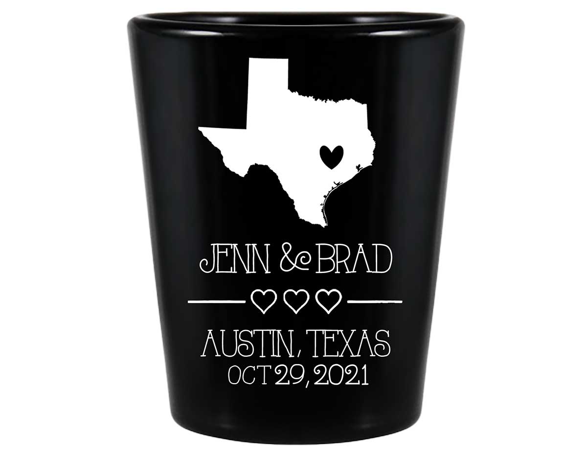 Custom Map 2A Standard 1.5oz Black Shot Glasses Destination Wedding Gifts for Guests