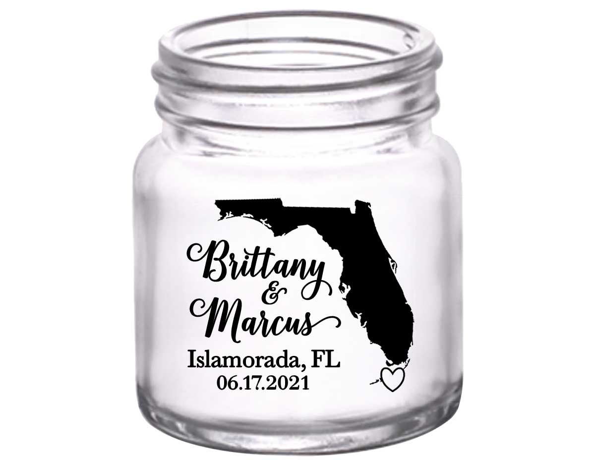 Custom Map 3A 2oz Mini Mason Shot Glasses Destination Wedding Gifts for Guests