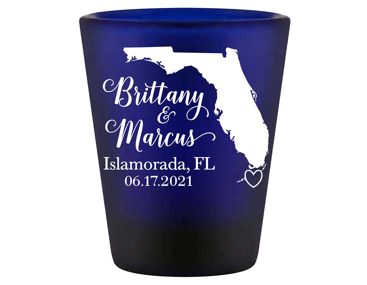 Custom Map 3A Standard 1.5oz Blue Shot Glasses Destination Wedding Gifts for Guests