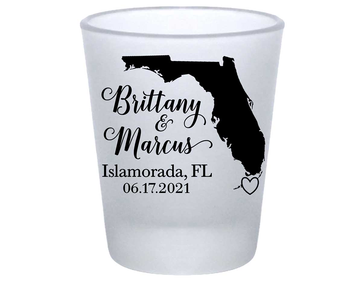 Custom Map 3A Standard 1.75oz Frosted Shot Glasses Destination Wedding Gifts for Guests