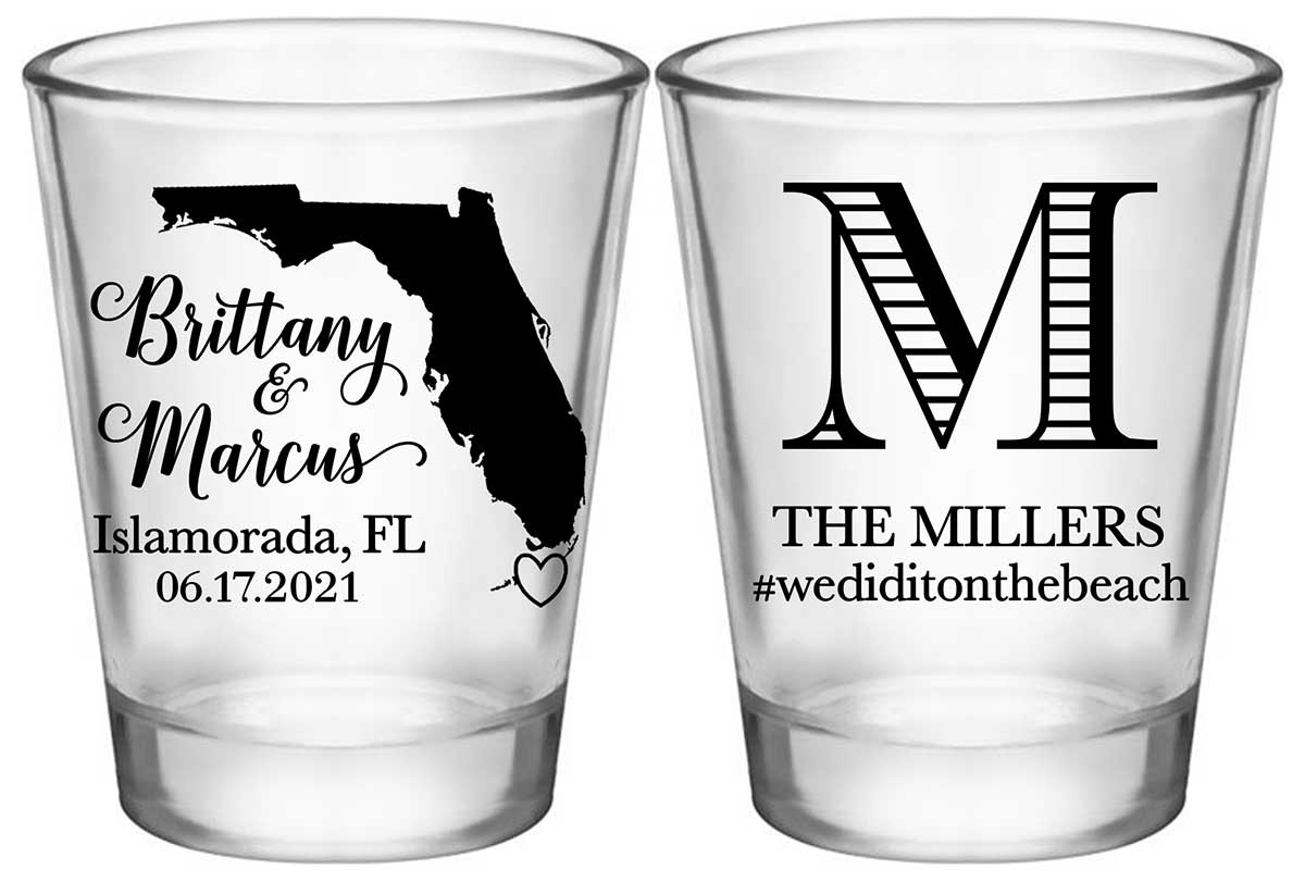 Custom Map 3A2 Standard 1.75oz Clear Shot Glasses Destination Wedding Gifts for Guests