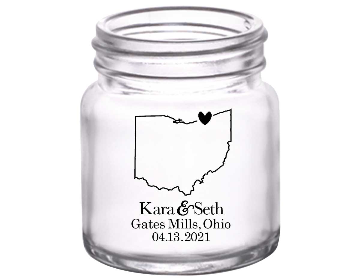 Custom Map 4A 2oz Mini Mason Shot Glasses Destination Wedding Gifts for Guests
