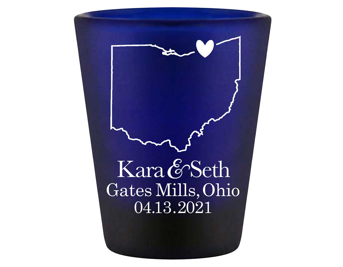 Custom Map 4A Standard 1.5oz Blue Shot Glasses Destination Wedding Gifts for Guests