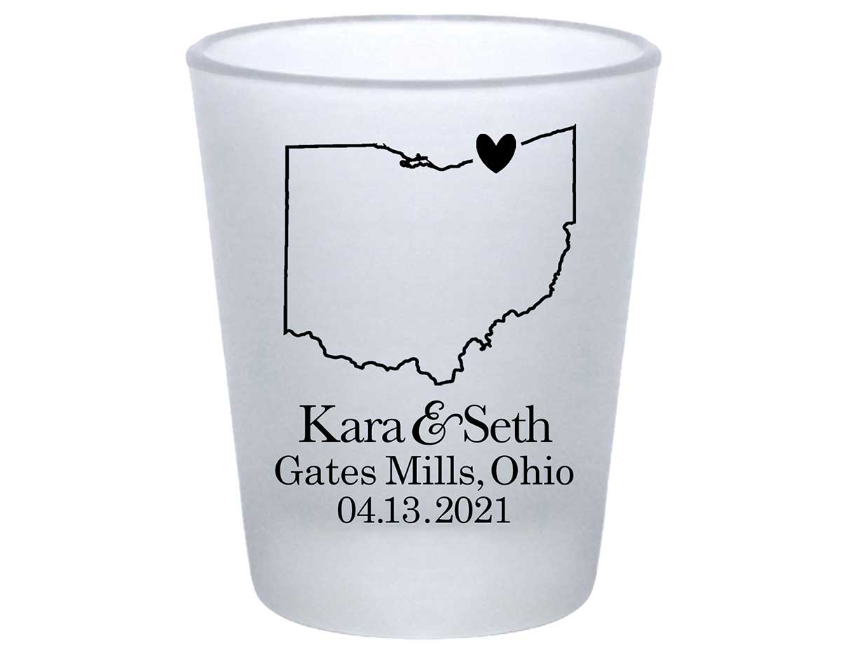 Custom Map 4A Standard 1.75oz Frosted Shot Glasses Destination Wedding Gifts for Guests