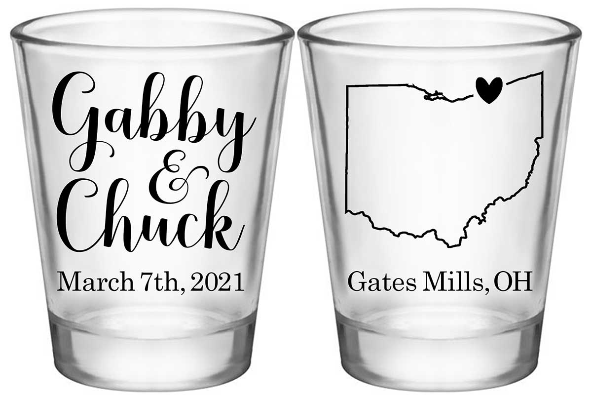 Custom Map 4A2 Standard 1.75oz Clear Shot Glasses Destination Wedding Gifts for Guests