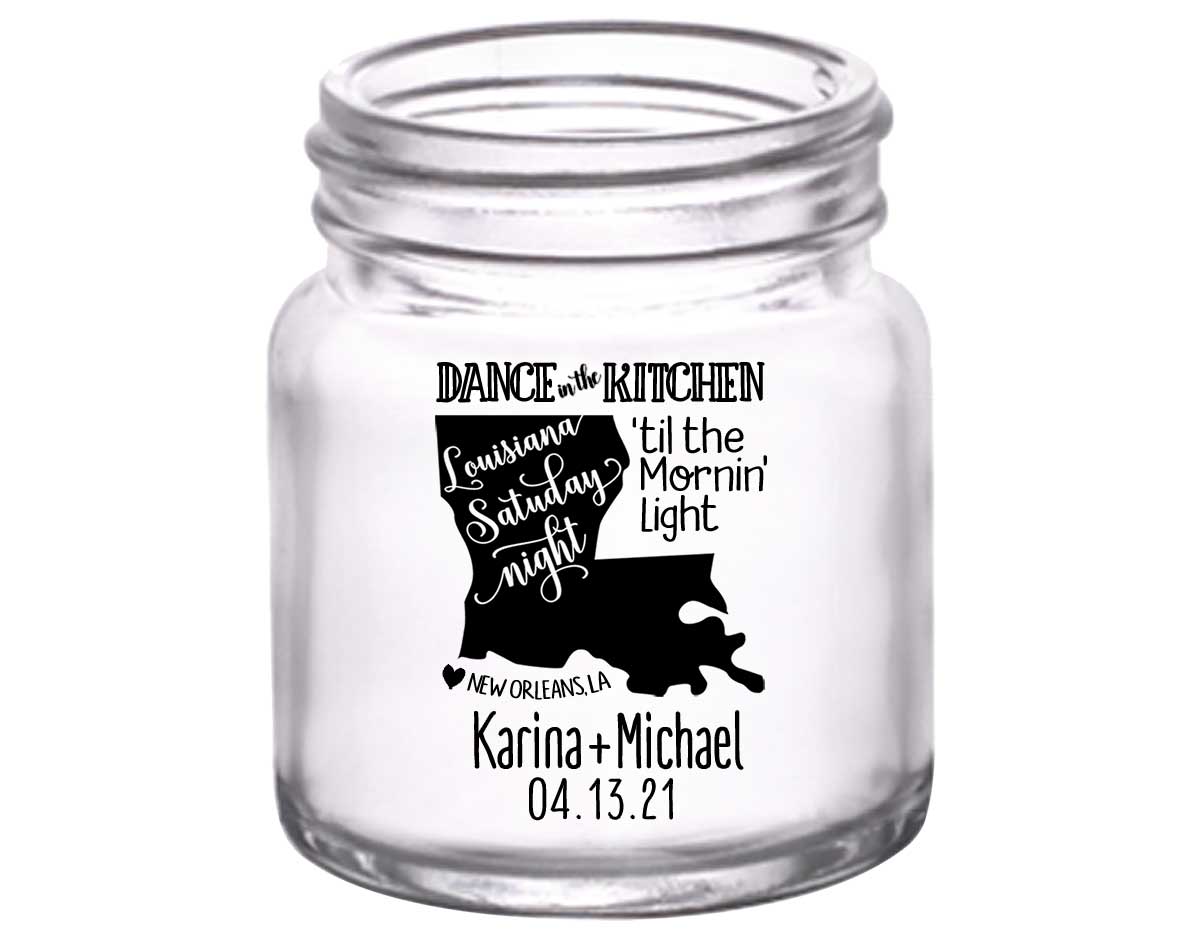 Dance In The Kitchen 1A Louisiana Map 2oz Mini Mason Shot Glasses New Orleans Wedding Gifts for Guests