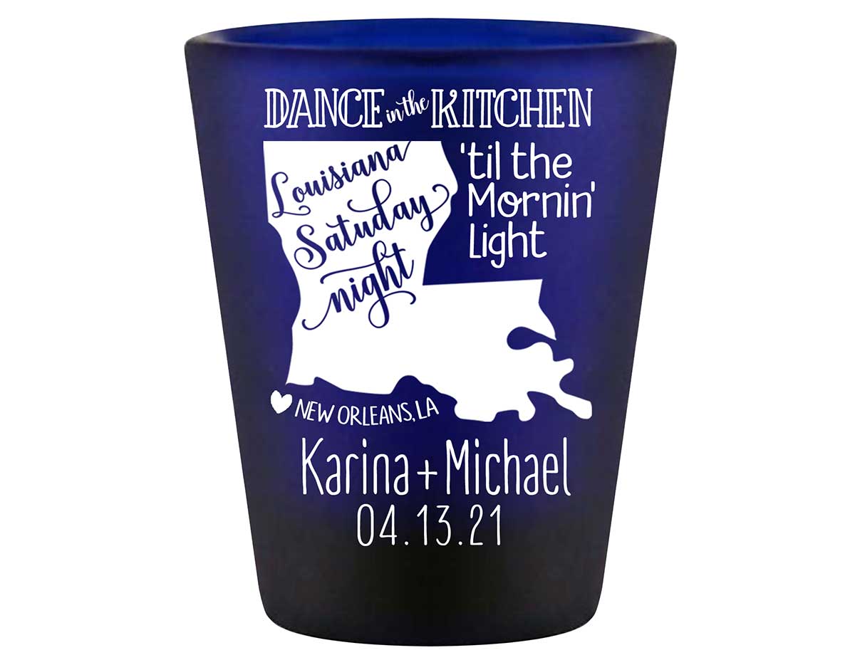 Dance In The Kitchen 1A Louisiana Map Standard 1.5oz Blue Shot Glasses New Orleans Wedding Gifts for Guests