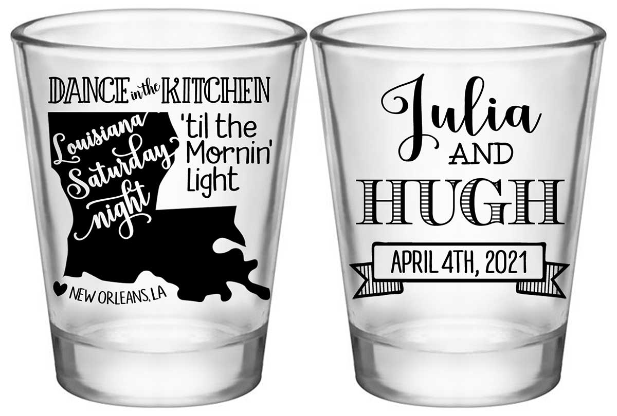Dance In The Kitchen 1A2 Louisiana Map Standard 1.75oz Clear Shot Glasses New Orleans Wedding Gifts for Guests