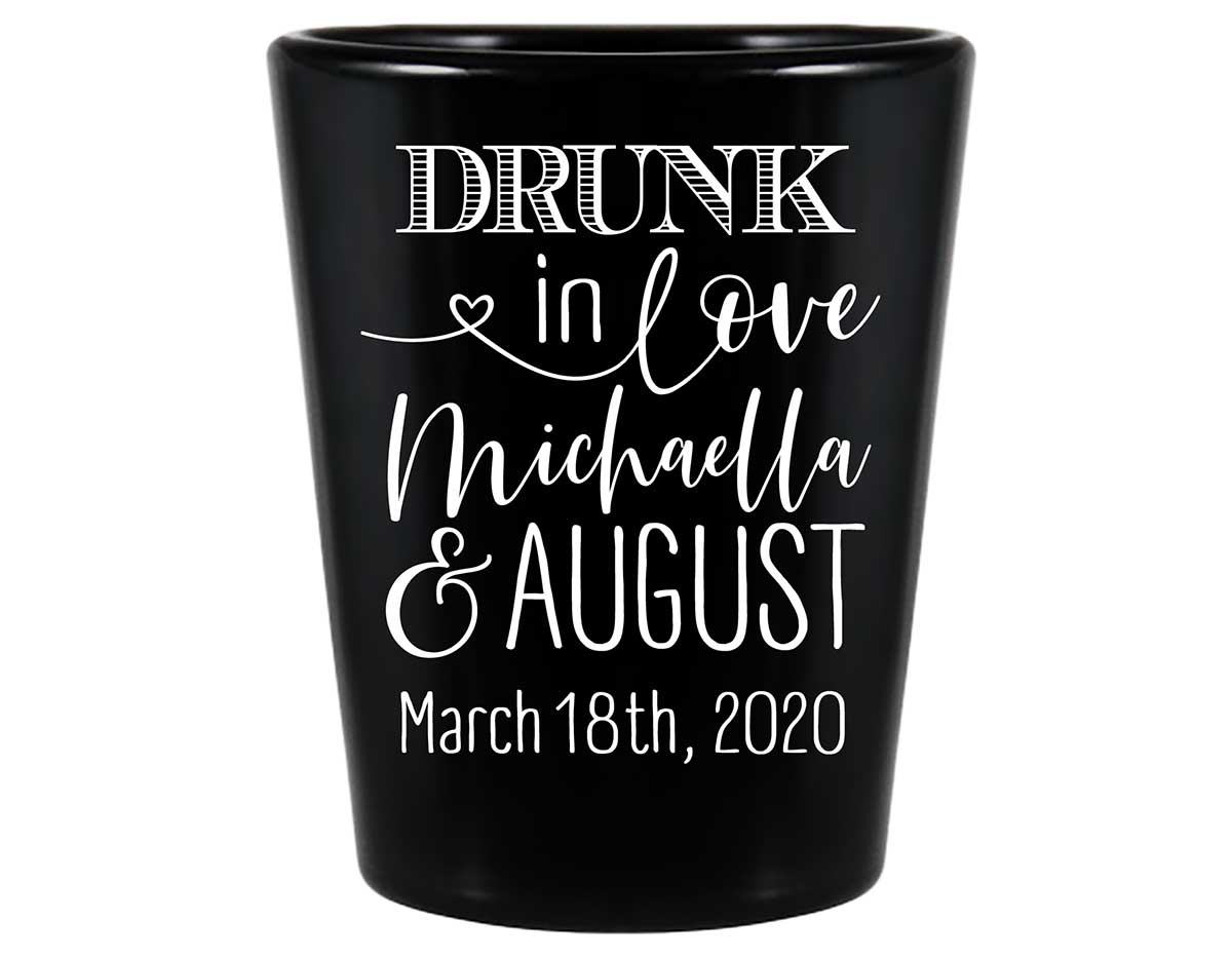Drunk In Love 1A Standard 1.5oz Black Shot Glasses Funny Wedding Gifts for Guests