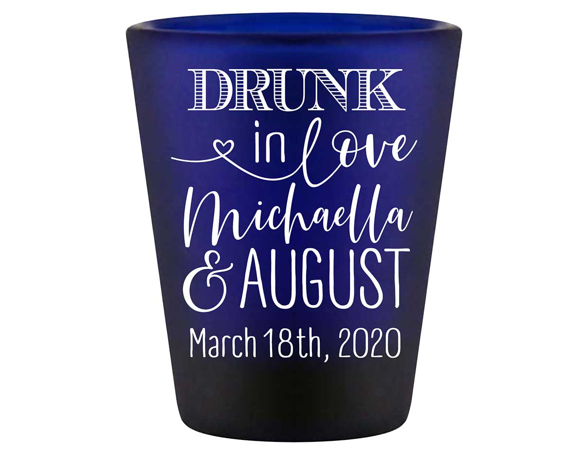 Drunk In Love 1A Standard 1.5oz Blue Shot Glasses Funny Wedding Gifts for Guests