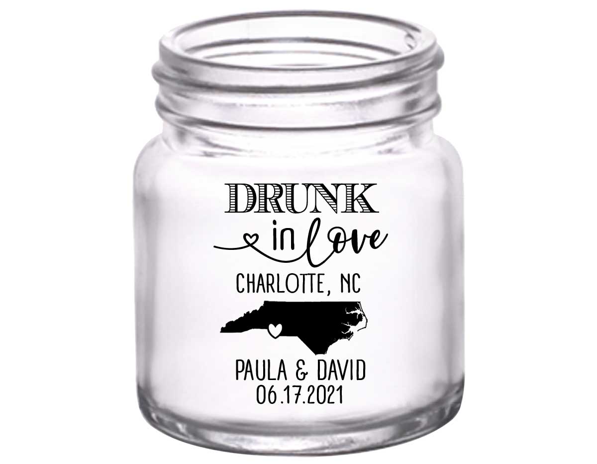 Drunk In Love 1B Any Map 2oz Mini Mason Shot Glasses Funny Wedding Gifts for Guests