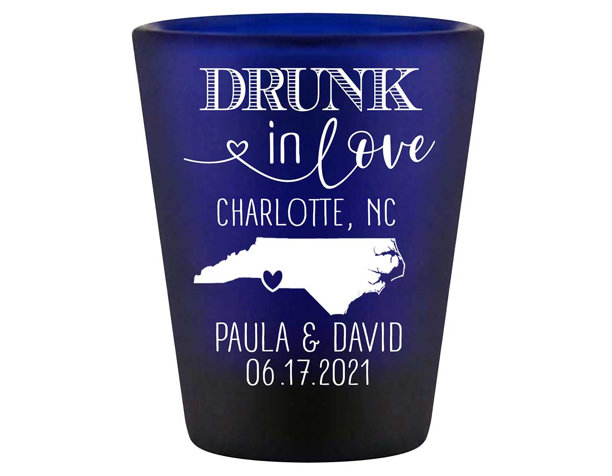 Drunk In Love 1B Any Map Standard 1.5oz Blue Shot Glasses Funny Wedding Gifts for Guests