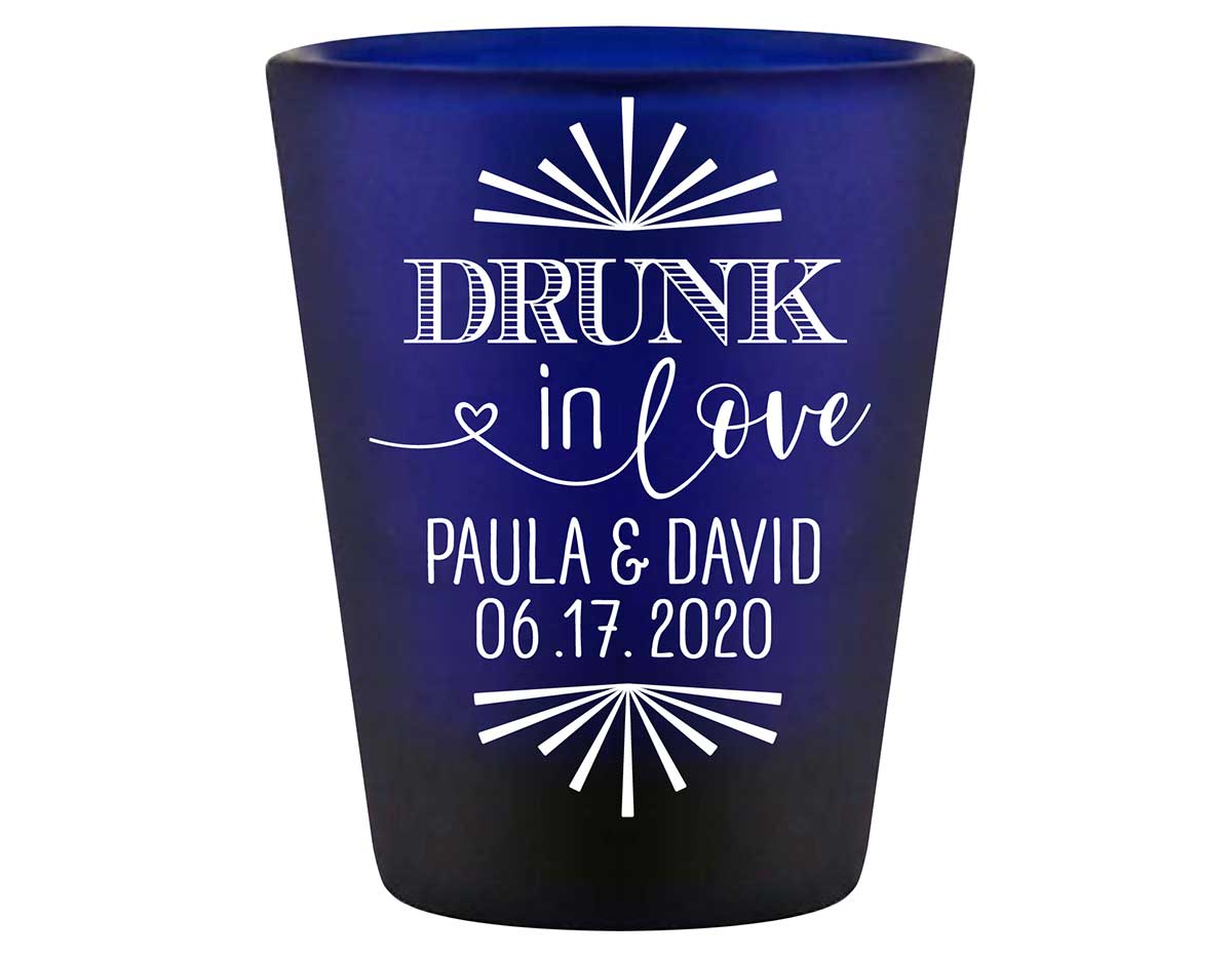 Drunk In Love 1C Standard 1.5oz Blue Shot Glasses Funny Wedding Gifts for Guests