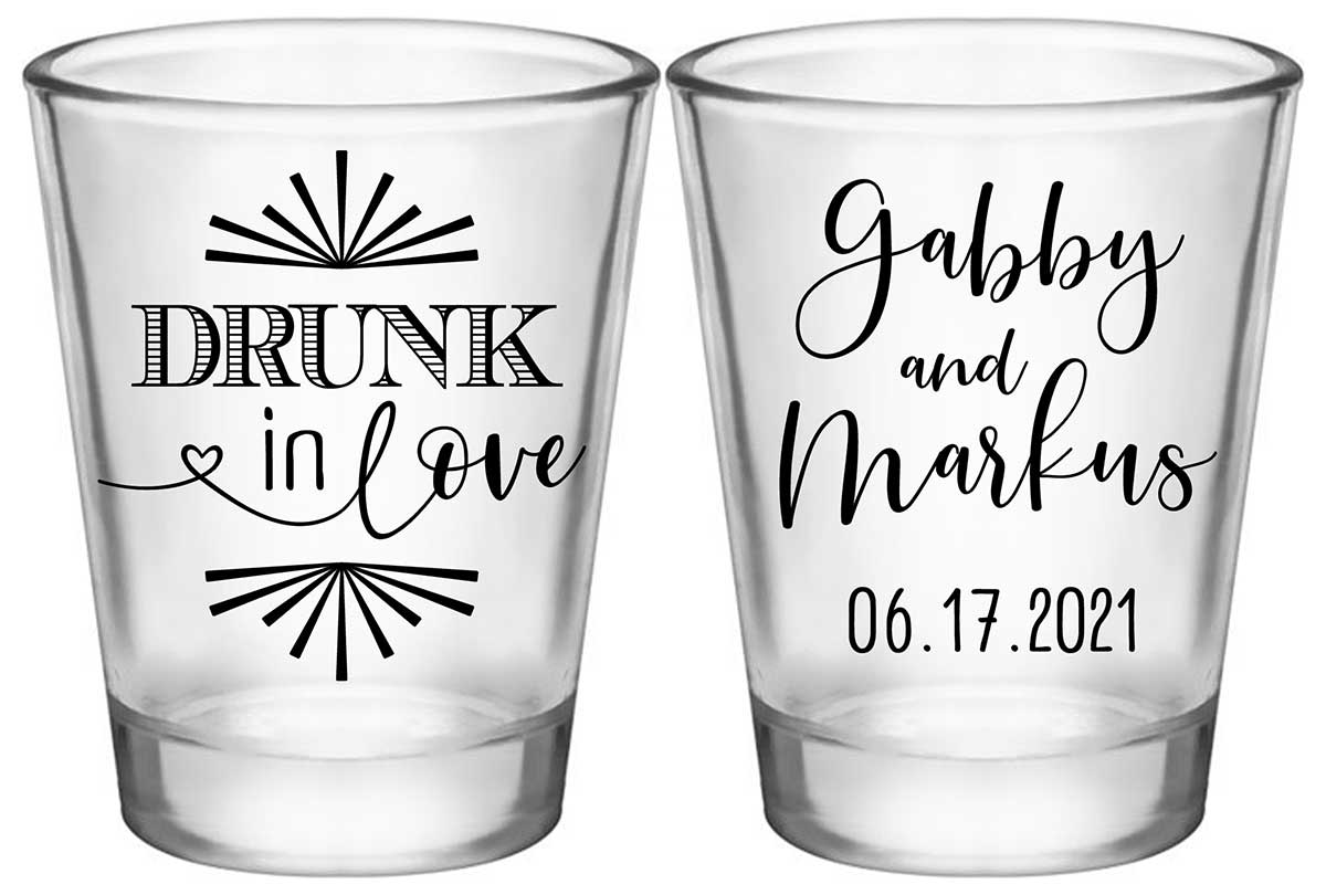 Drunk In Love 1C2 Standard 1.75oz Clear Shot Glasses Funny Wedding Gifts for Guests