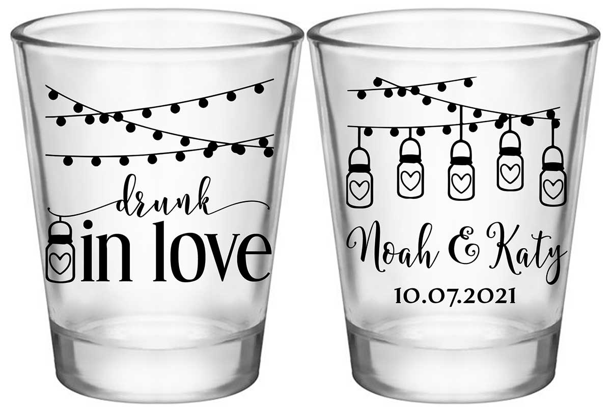 Drunk In Love 2A2 Mason Jars Standard 1.75oz Clear Shot Glasses Funny Wedding Gifts for Guests