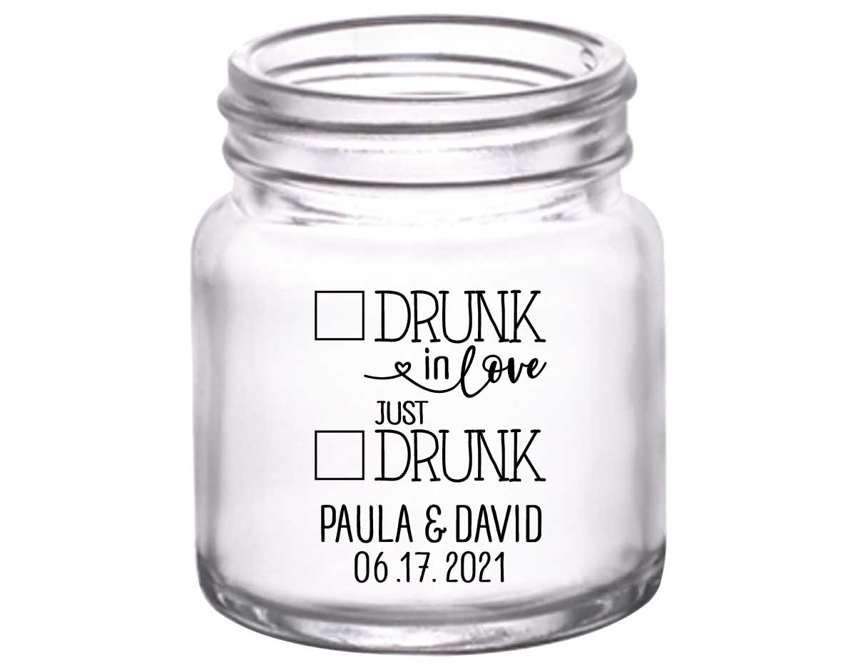 Drunk In Love 3A Just Drunk 2oz Mini Mason Shot Glasses Funny Wedding Gifts for Guests