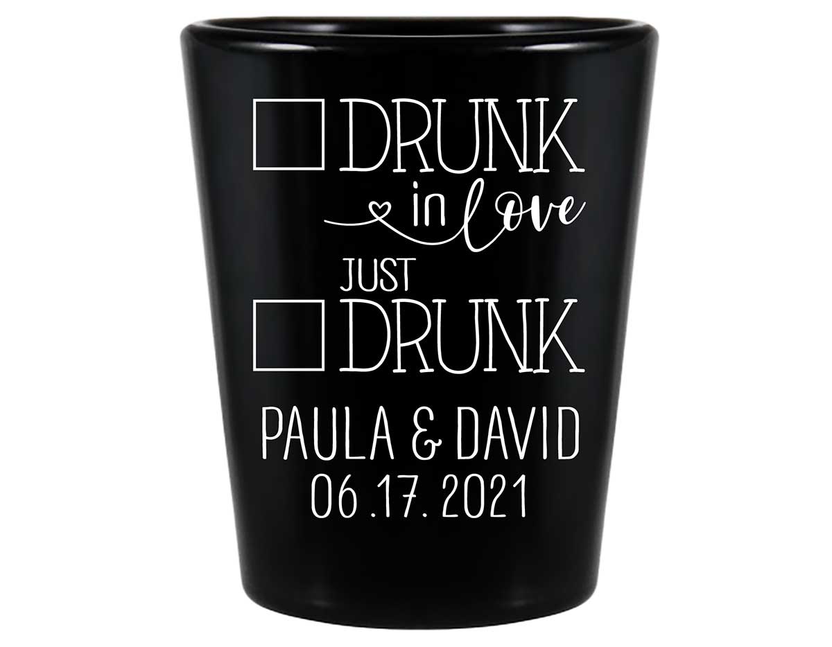 Drunk In Love 3A Just Drunk Standard 1.5oz Black Shot Glasses Funny Wedding Gifts for Guests